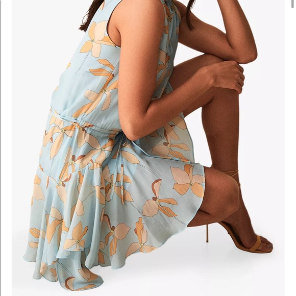 Reiss Sienna Reef dress blue orange floral XS / 0 - Picture 3 of 16